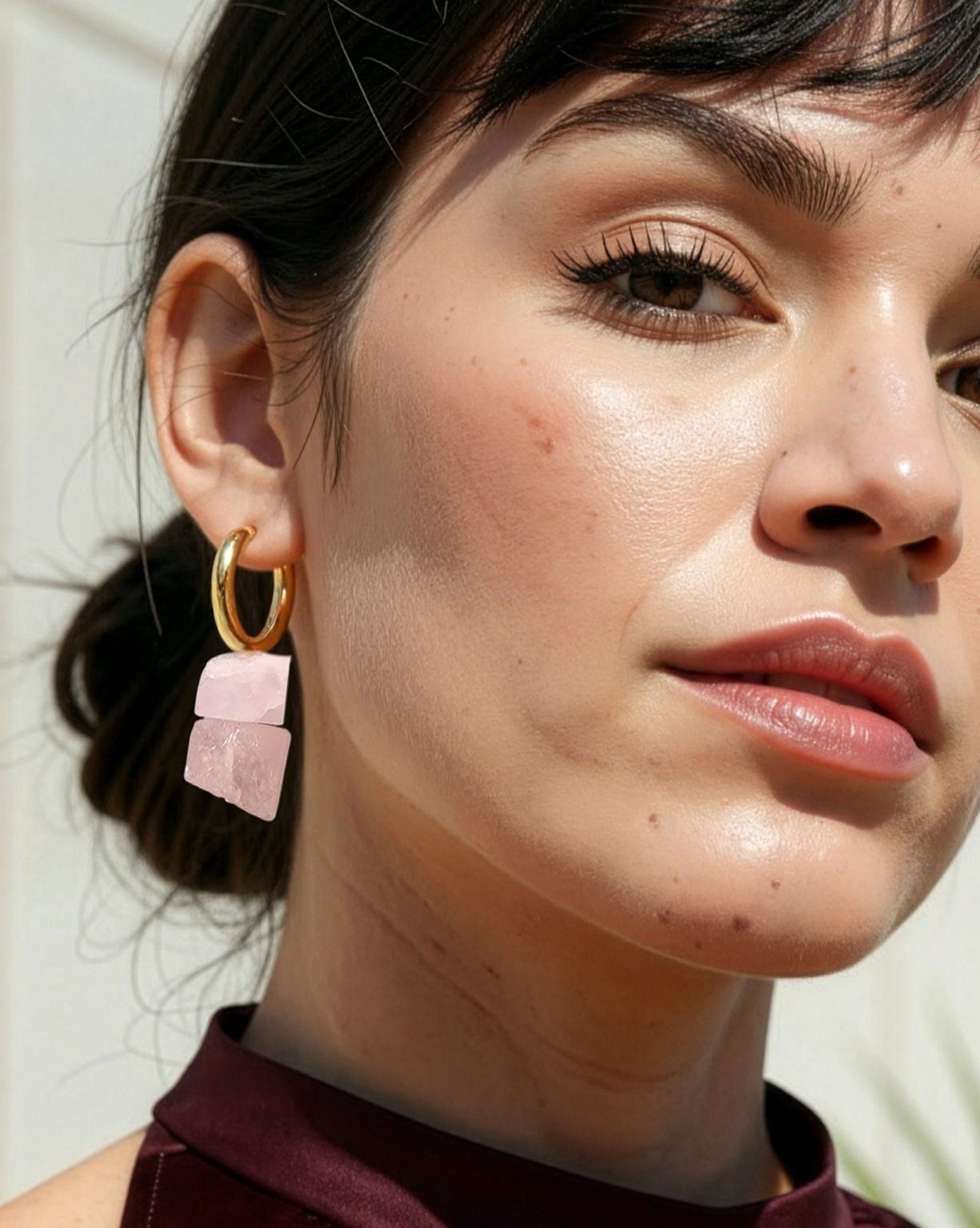 עגילי סלע 03 | רוז קוורץ