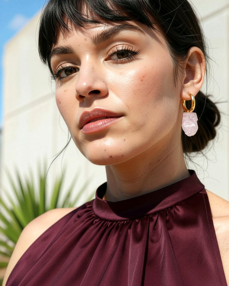 עגילי סלע 03 | רוז קוורץ