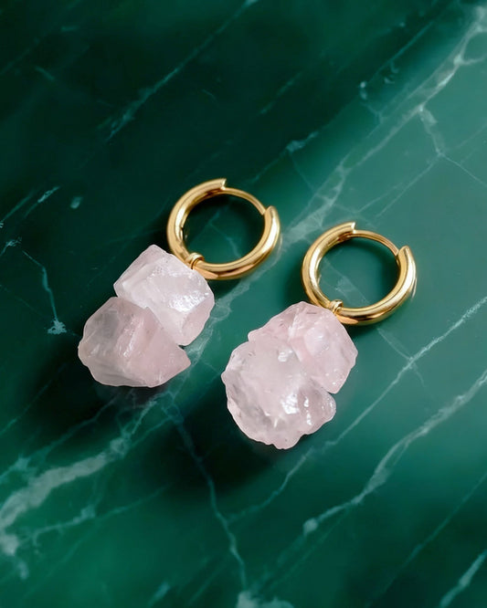 עגילי סלע 03 | רוז קוורץ