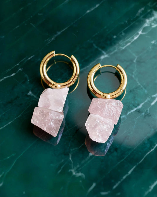 עגילי סלע 03 | רוז קוורץ